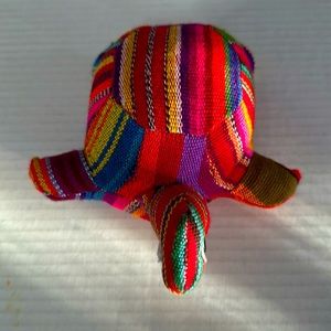 Plush 100% cotton turtle handmade in Guatemala.7” from tip of toe to tip of nose